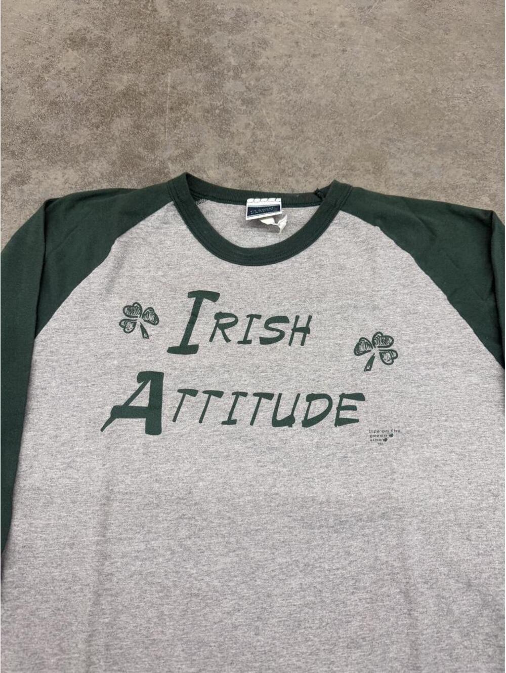 vintage irish attitude grey and green baseball shirt size xl - Picture 2 of 4